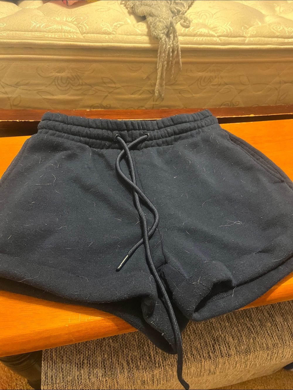 Navy Drawcord Fleece Shorts